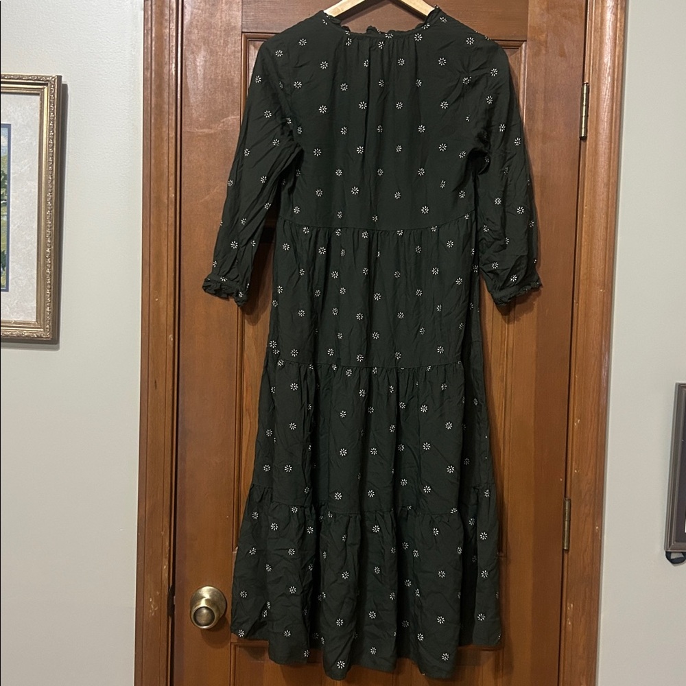 Madewell 
Petite Tie-Neck Tiered Midi Dress in Stardot small - Picture 7 of 7
